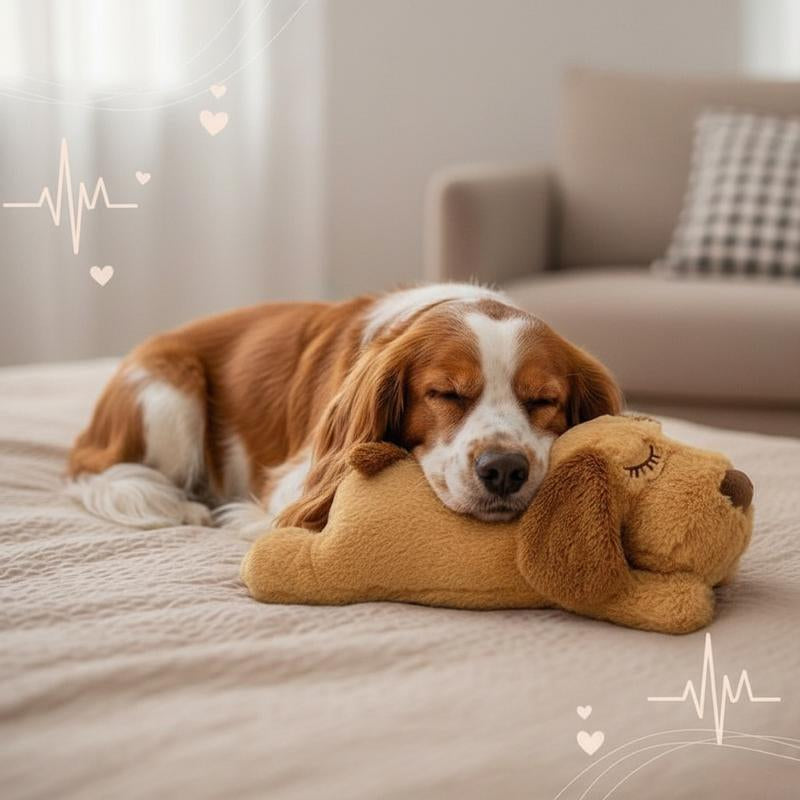 Dog Anxiety Companion Sleep Simulation Heartbeat Plush for Dogs, Calming Plush for Aggressive Chewers, Durable Chew, Cute Dog Plush Toy for Calming, Pet Chew & Interactive Toy, Dog & Cat Accessories