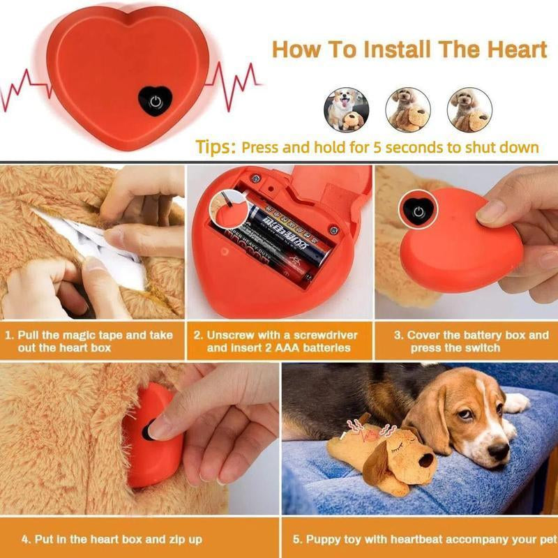 Dog Anxiety Companion Sleep Simulation Heartbeat Plush for Dogs, Calming Plush for Aggressive Chewers, Durable Chew, Cute Dog Plush Toy for Calming, Pet Chew & Interactive Toy, Dog & Cat Accessories
