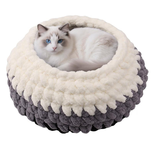 Plush Pet Bed for Cats - Cozy, Warm, Stylish & Secure Resting Spot Washable