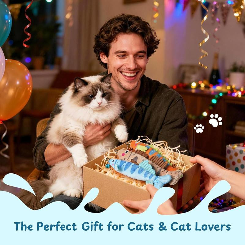 Puretoy 3 Pack Stripey Catnip Fish with Removable Bell, 12000Mg 100%Premium Cat Herb Filling, Natural Stimulation for Cats, Kicking & Teething Cat Toys